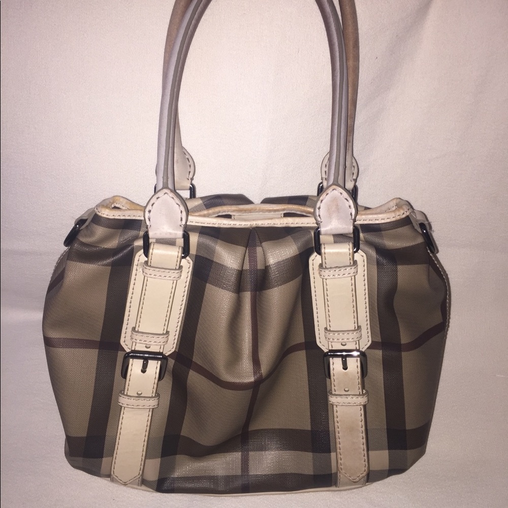 Authentic Burberry Grey Check Shoulder Bag